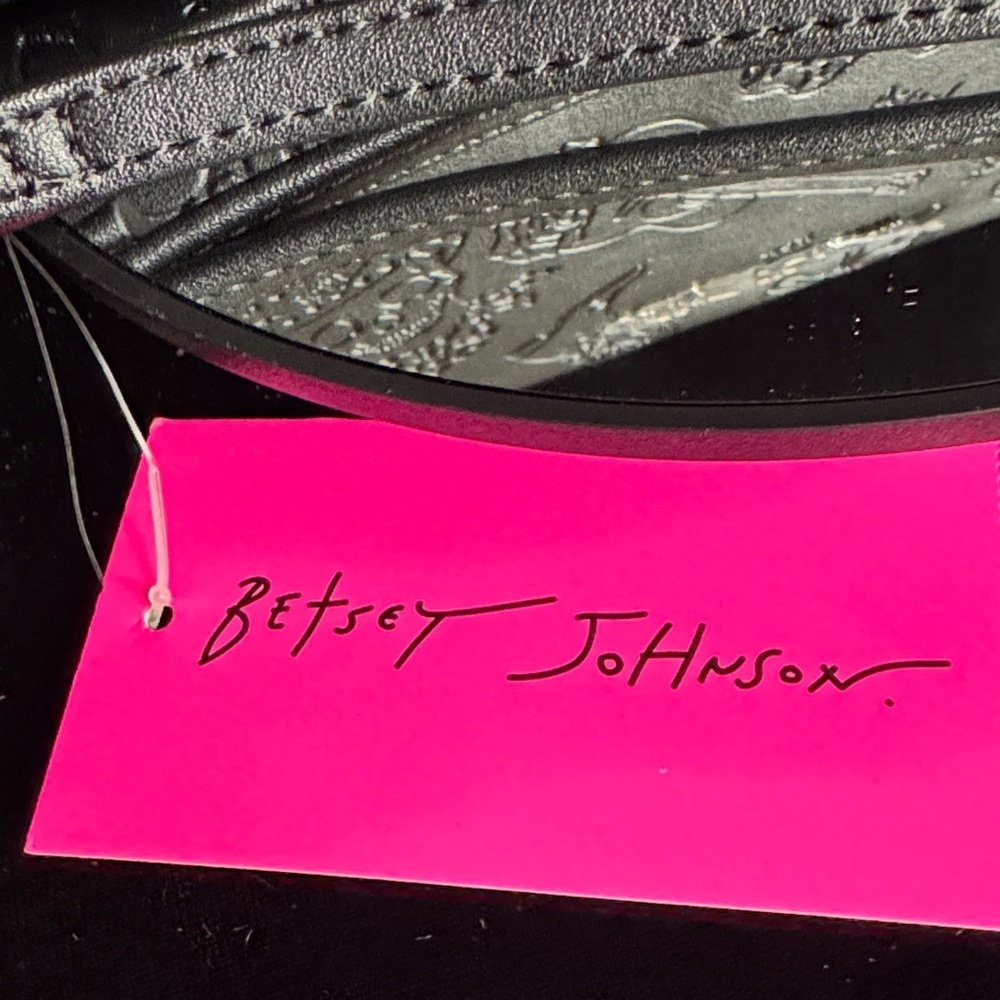Betsey Johnson Black Embossed Wristlet with Silver Accents - Picture 3 of 7